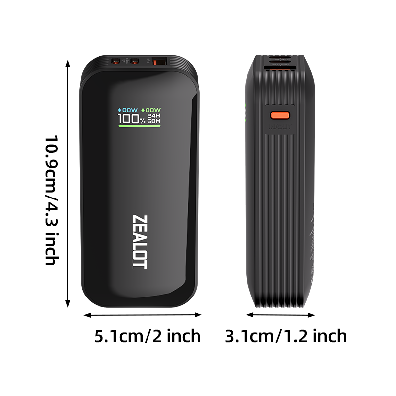 Outdoor portable ultra-fast power bank with charging cable