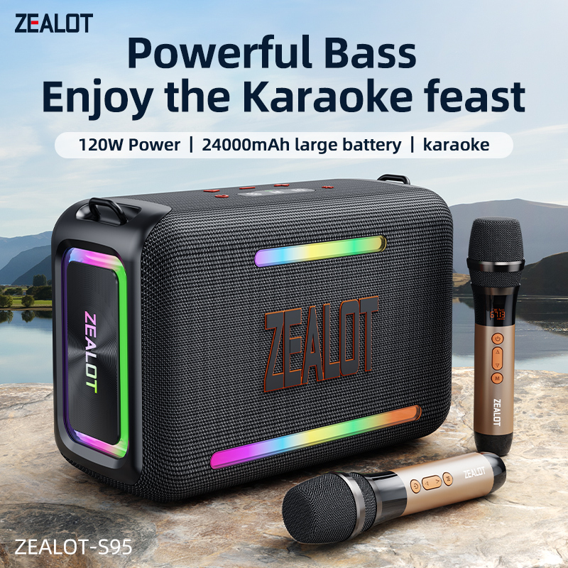 S95M 120W Portable Bluetooth Speaker, Bass Party Boombox lPX6 Waterproof LargeSpeaker, With 1-2 Micrephene