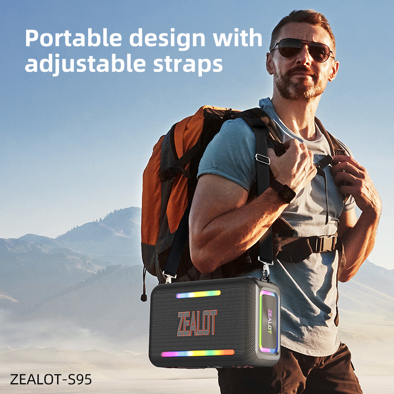 S95M 120W Portable Bluetooth Speaker, Bass Party Boombox lPX6 Waterproof LargeSpeaker, With 1-2 Micrephene