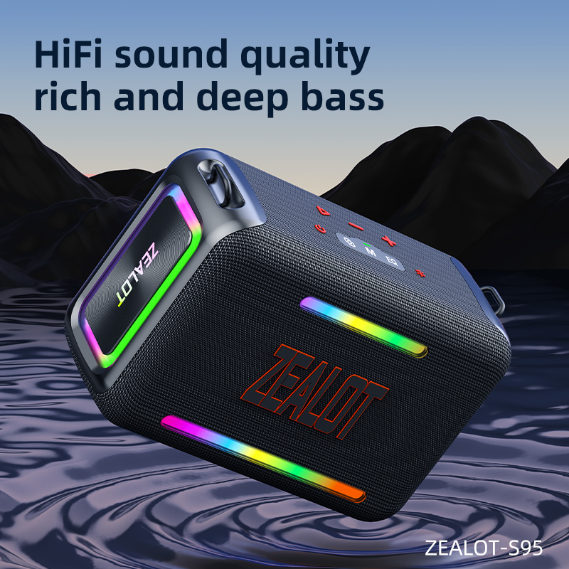 S95M 120W Portable Bluetooth Speaker, Bass Party Boombox lPX6 Waterproof LargeSpeaker, With 1-2 Micrephene