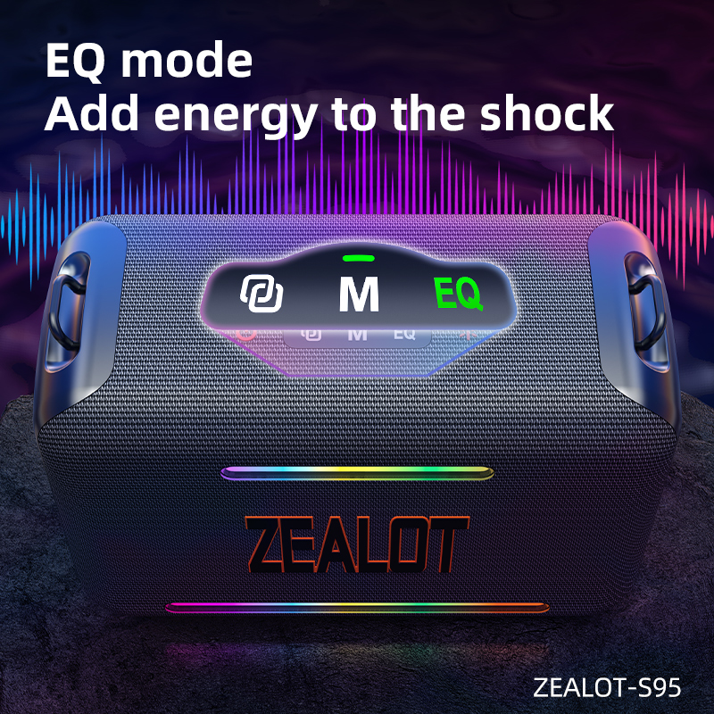 S95M 120W Portable Bluetooth Speaker, Bass Party Boombox lPX6 Waterproof LargeSpeaker, With 1-2 Micrephene