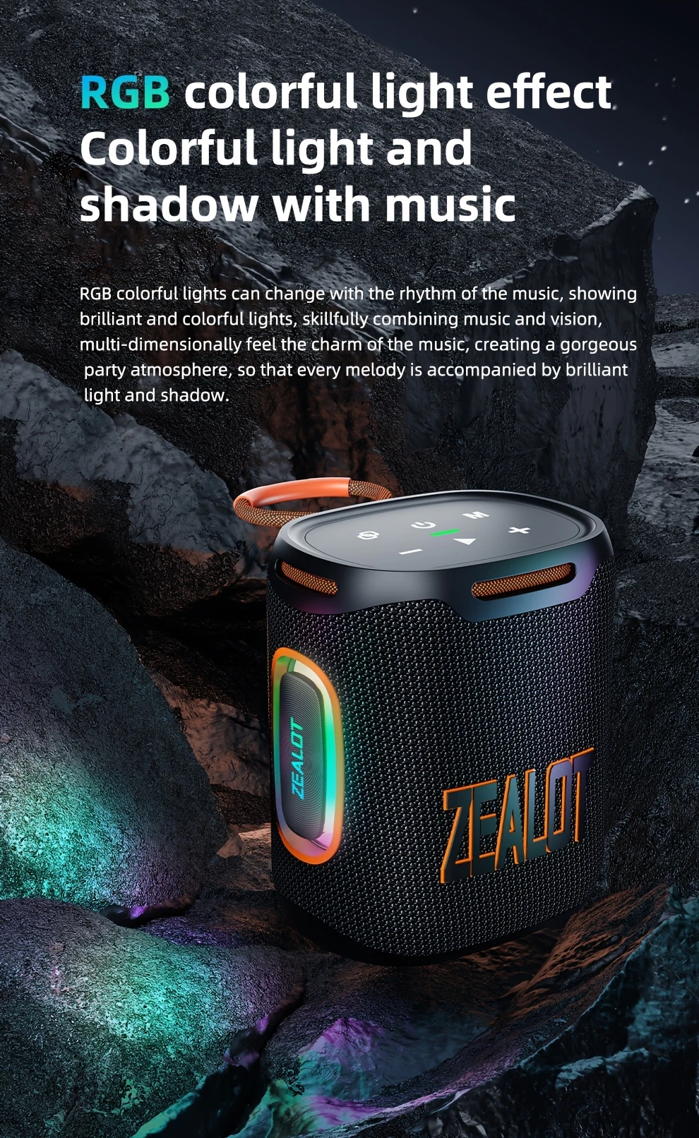   s122 25w portable wireless speaker ipx5 6000mah long   with rgb lighting 8 hour playtime tws hands free calling usb aux smartphone tablet tv support ideal for outdoor car party home theater details 5