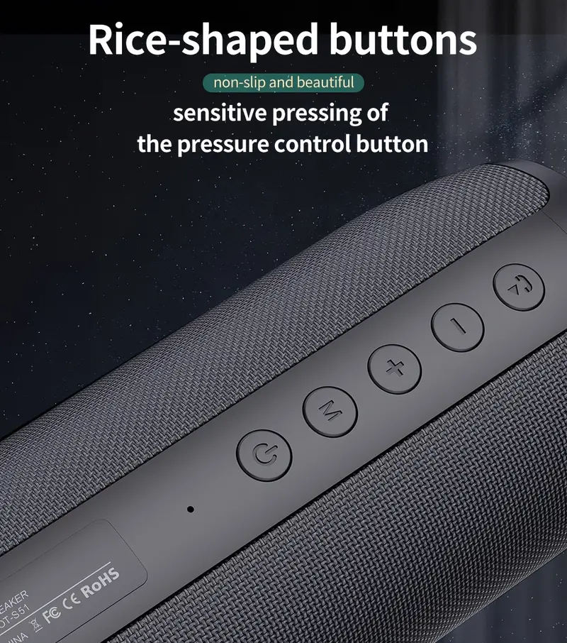   s51 10w portable wireless speaker with dual pairing 10h playtime   bass 1800mah battery usb c charging aux cable   for phone tablet tv details 9
