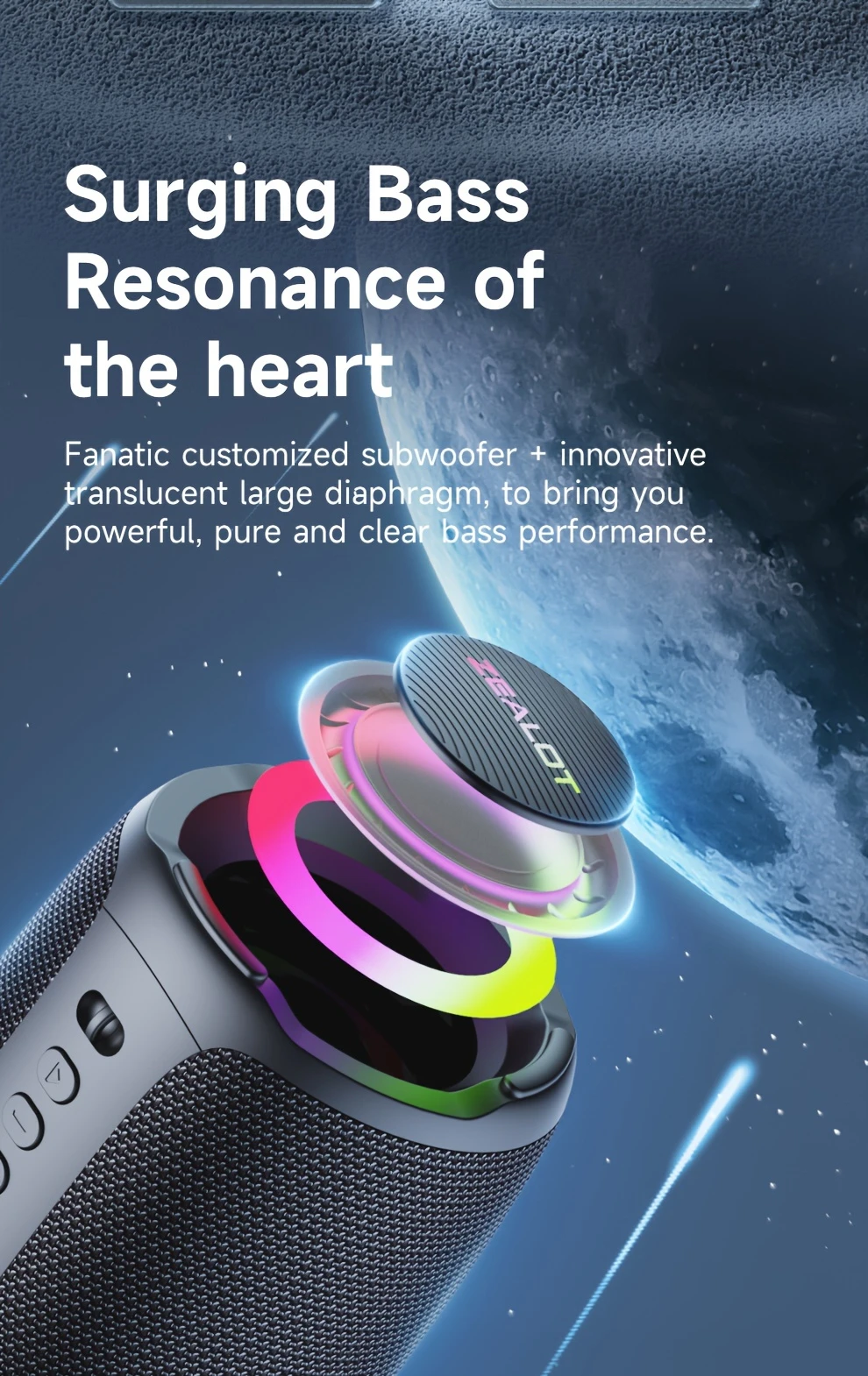   s61 20w high power wireless speaker with built in 3600mah battery and rgb lighting compatible with memory card usb stick aux tws stereo bass subwoofer hands free calling support connection of mobile phone tablet tv computer suitable for car indoor   riding details 2