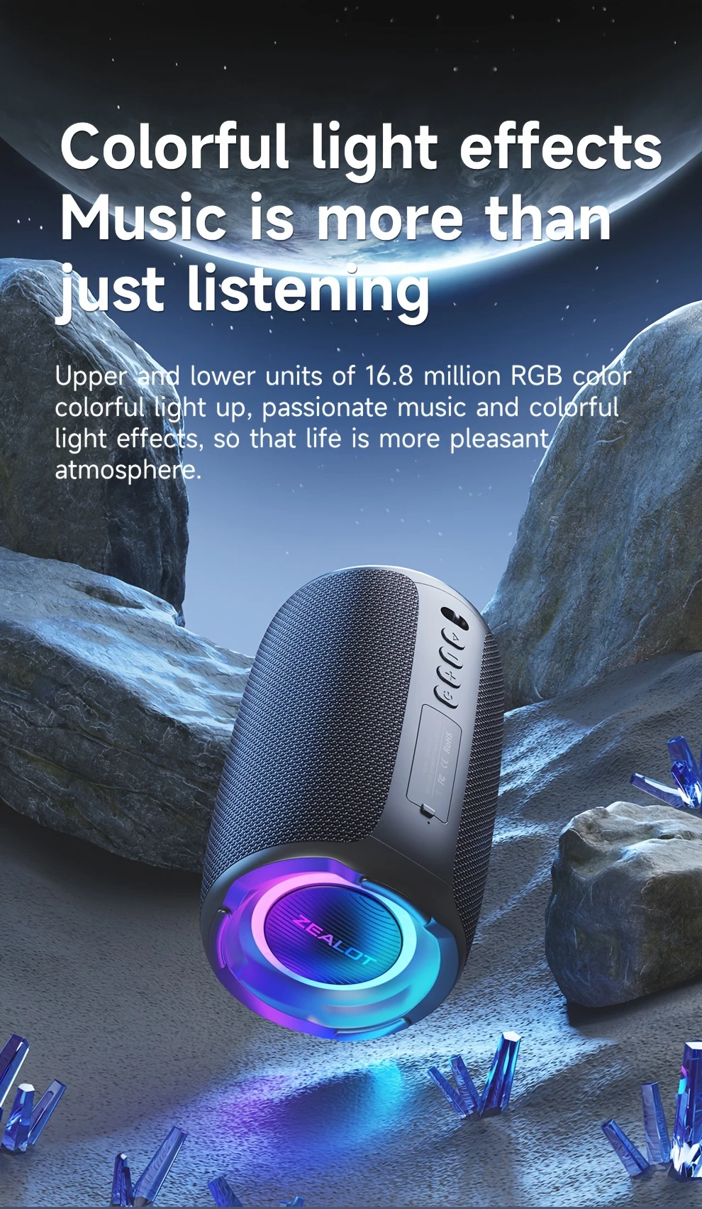   s61 20w high power wireless speaker with built in 3600mah battery and rgb lighting compatible with memory card usb stick aux tws stereo bass subwoofer hands free calling support connection of mobile phone tablet tv computer suitable for car indoor   riding details 4