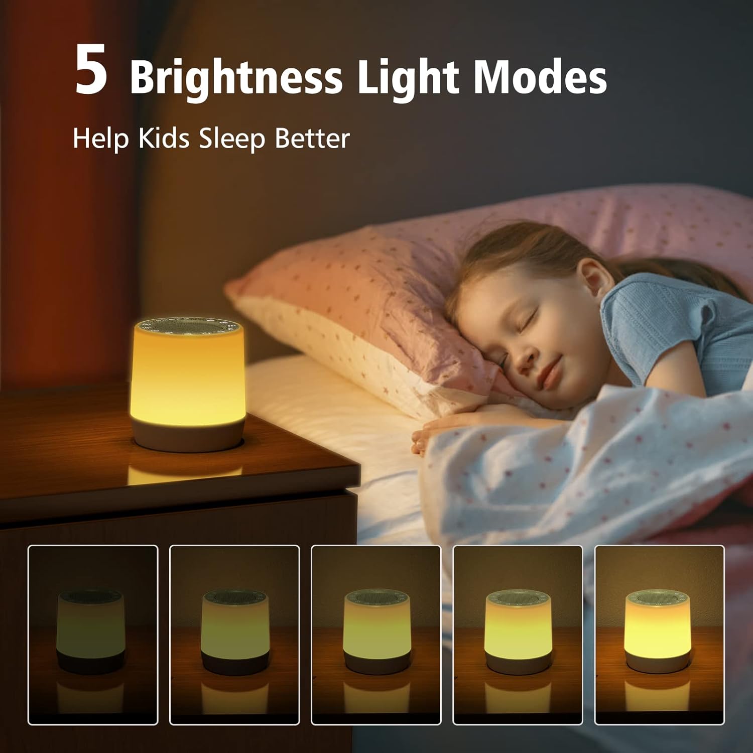 Sleep Sound Machine with 20 Soothing Sounds, 6-Color Night Light, 4 Adjustable Timers