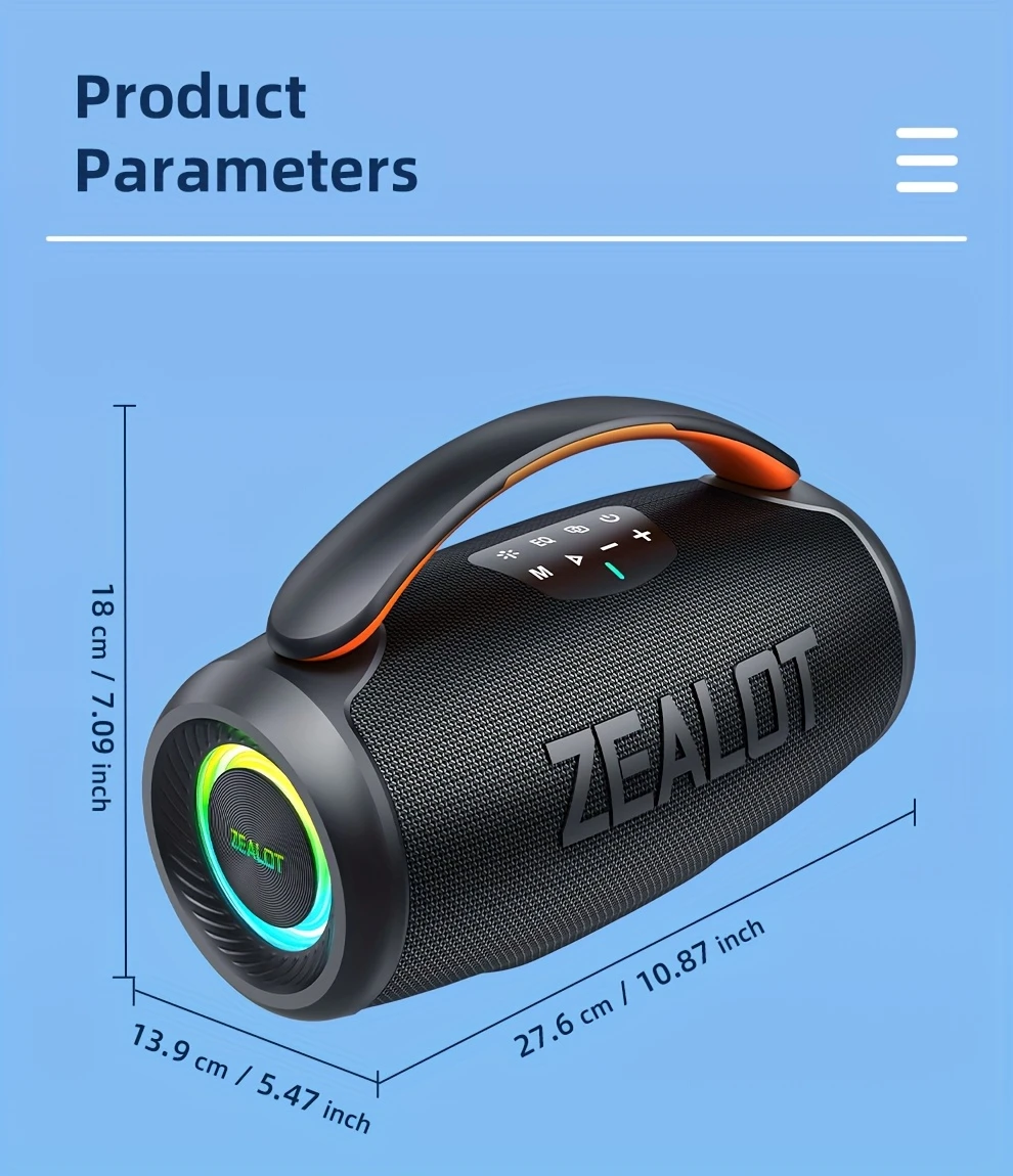   p11 50w wireless portable speaker with dual bass speakers ipx5 long   rgb lighting   of playtime   audio supports phone tablet tv connection sd card usb aux compatible hands free calling ideal for indoor party stage use   system modern speaker design durable build quality wireless speaker details 10