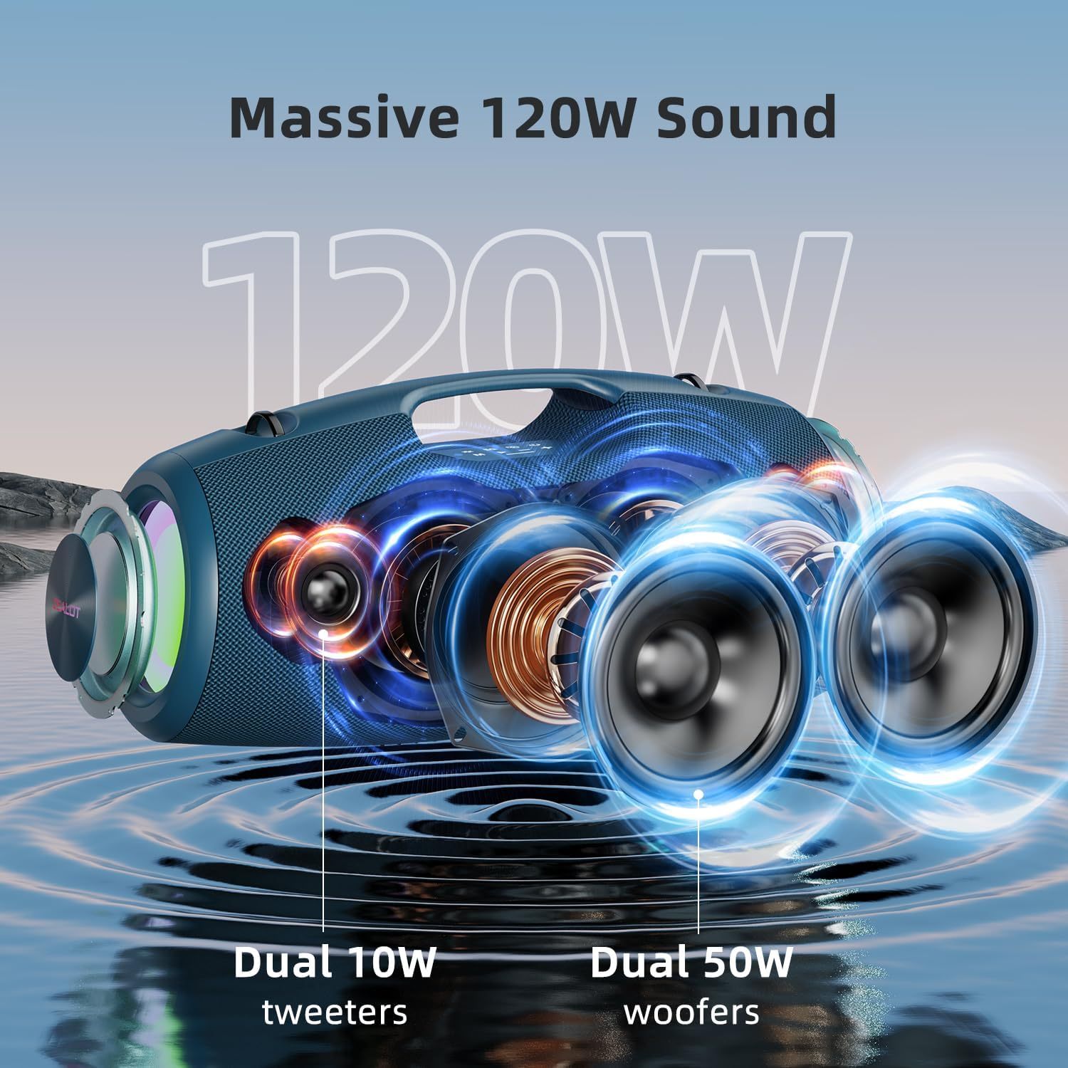 Wireless outdoor speaker with subwoofer, mobile power bank-ZEALOT