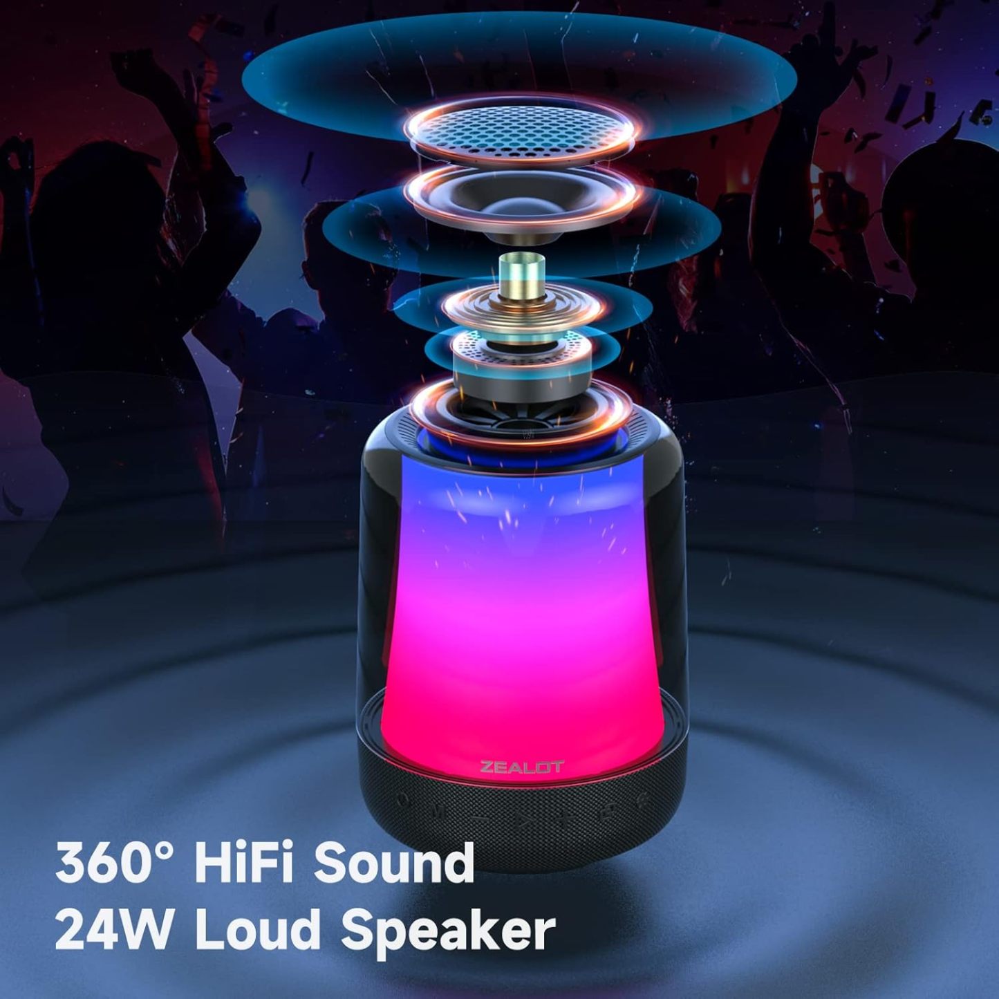 Portable bluetooth speaker with light HD, wireless speaker, dual mount