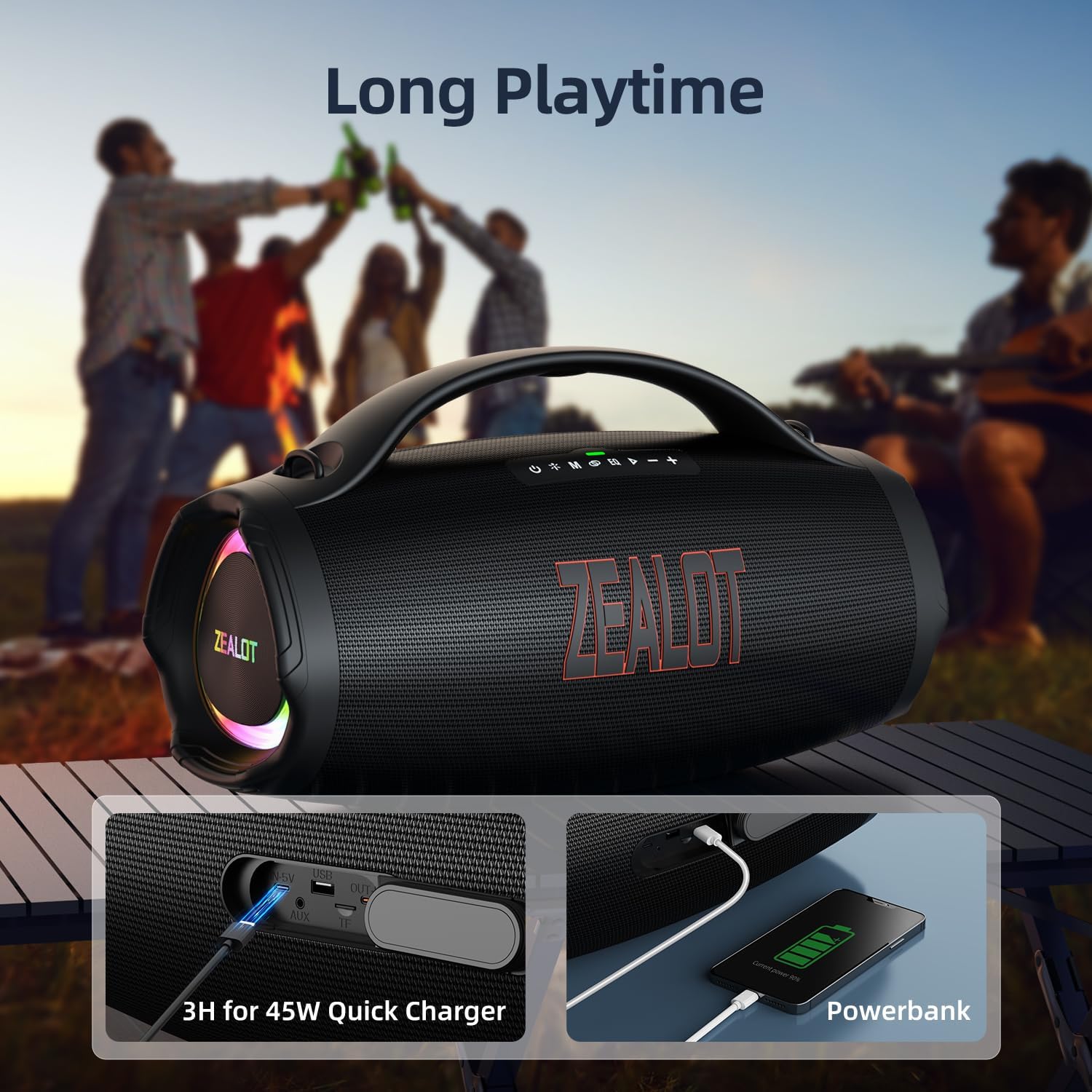 Portable Bluetooth speaker, suitable for home, outdoor, party