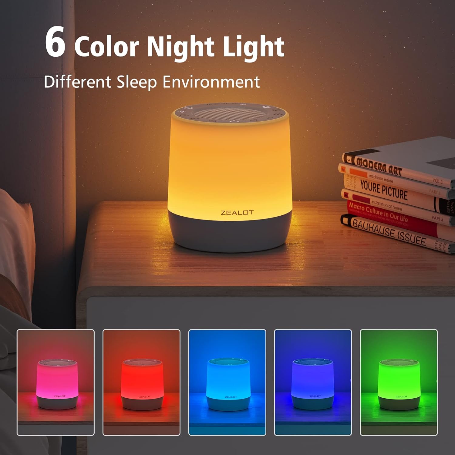 Sleep Sound Machine with 20 Soothing Sounds, 6-Color Night Light, 4 Adjustable Timers