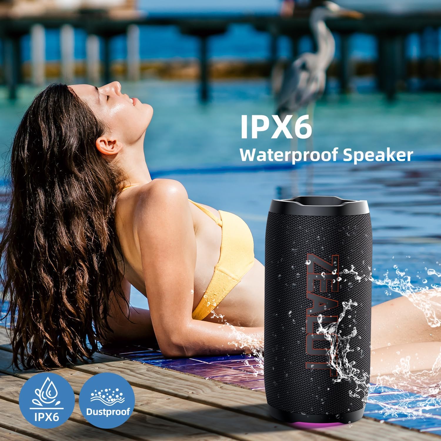 Portable Bluetooth speaker, vibration sound effect, with LED light, free speaker