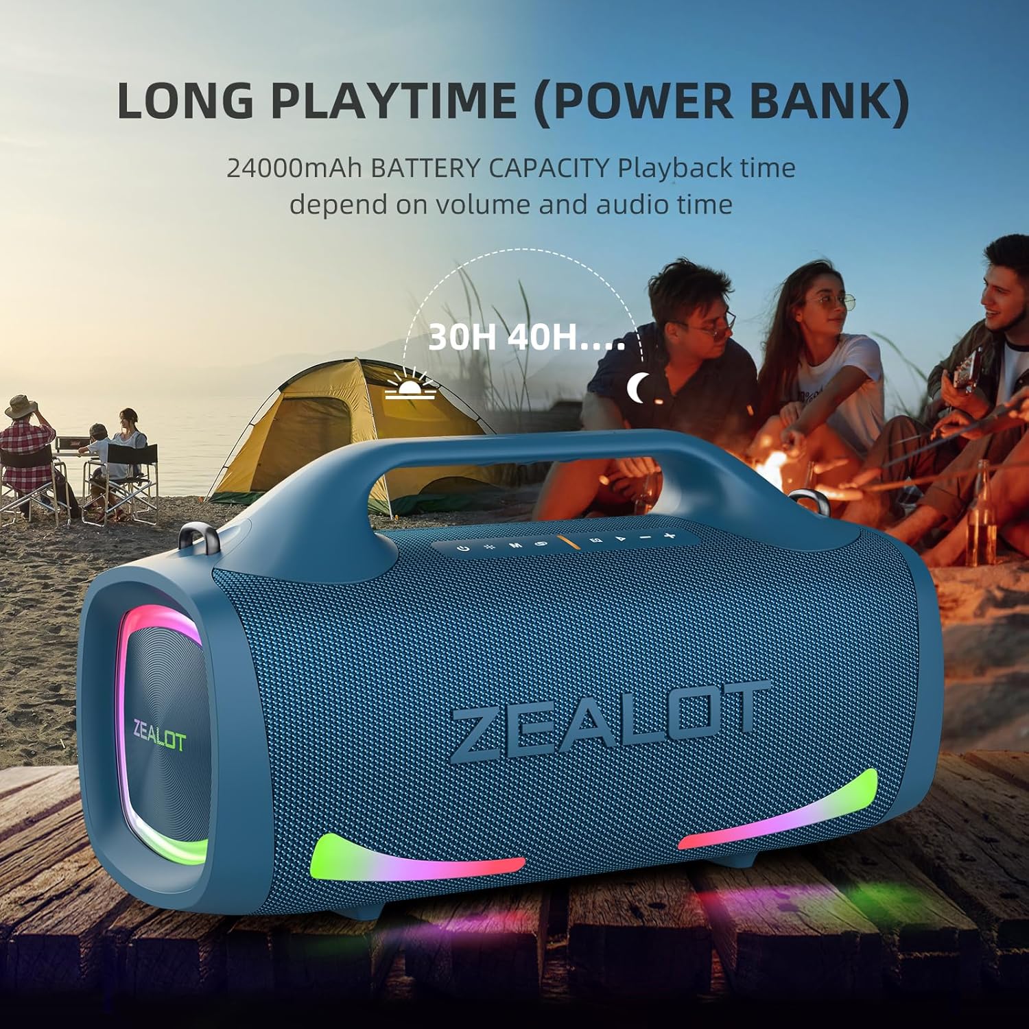 Wireless powerful sound speaker, dual pairing, XBass – ZEALOT