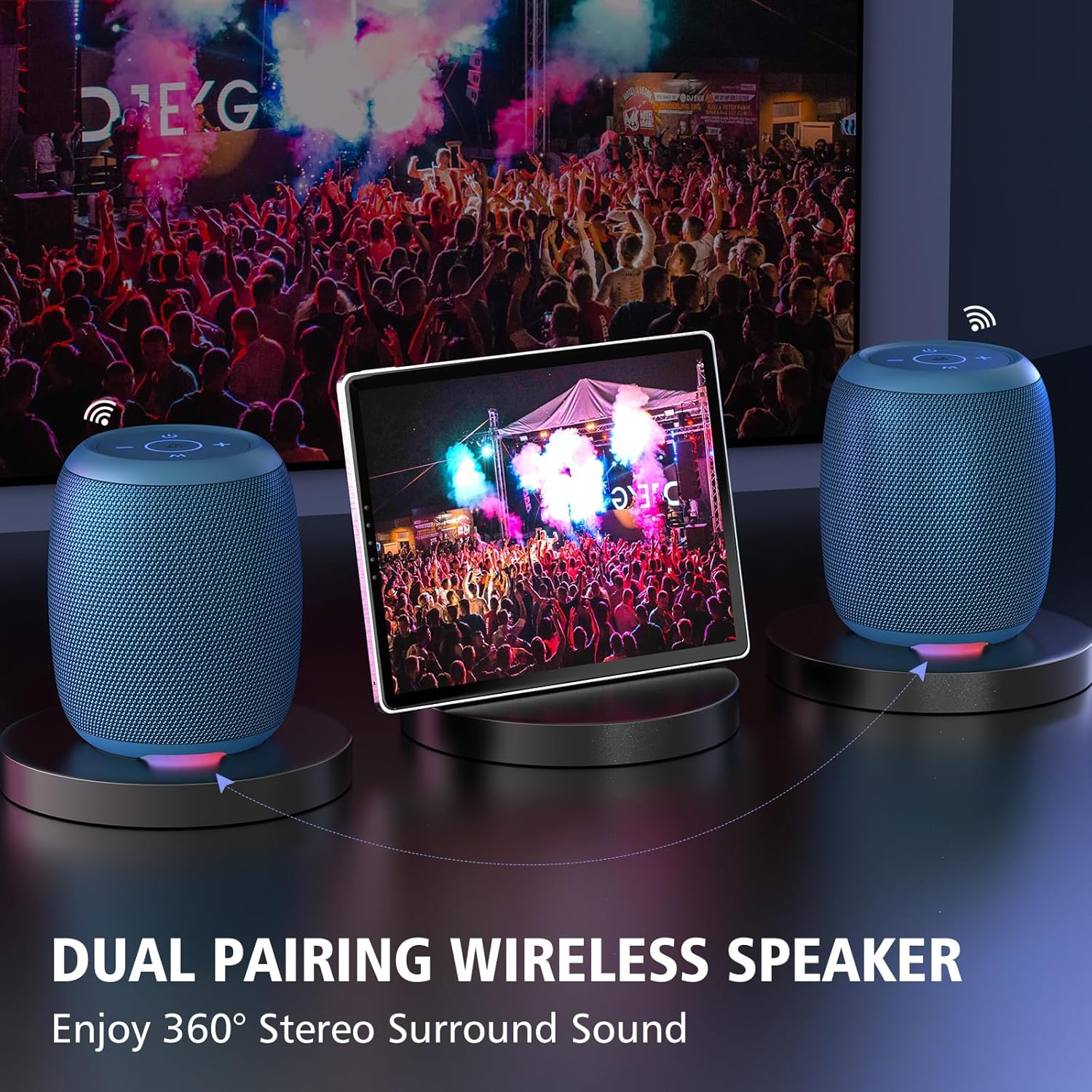 Portable Waterproof Wireless Bluetooth Speaker with LED Light