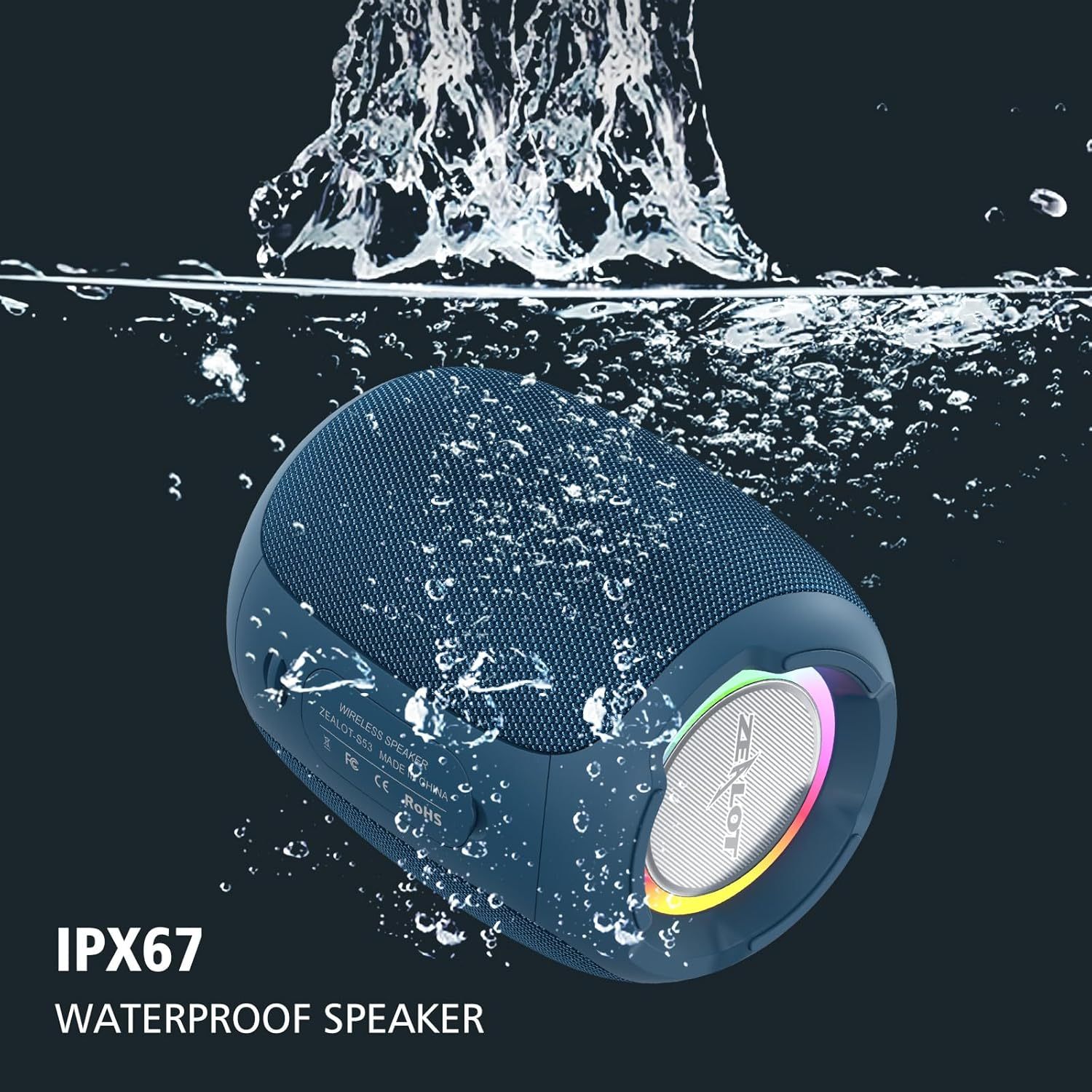 Portable Waterproof Wireless Bluetooth Speaker with LED Light