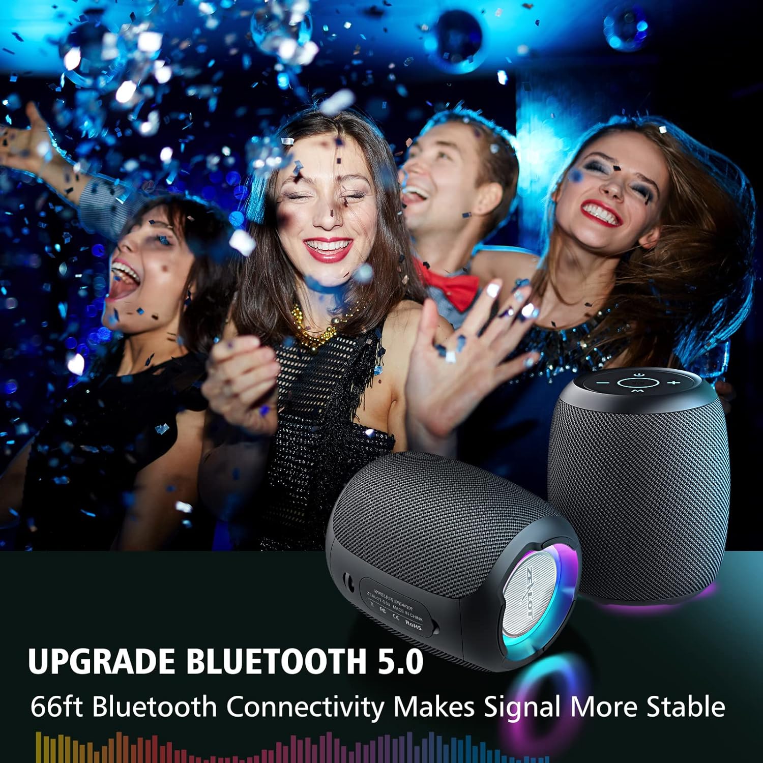 Portable Waterproof Wireless Bluetooth Speaker with LED Light