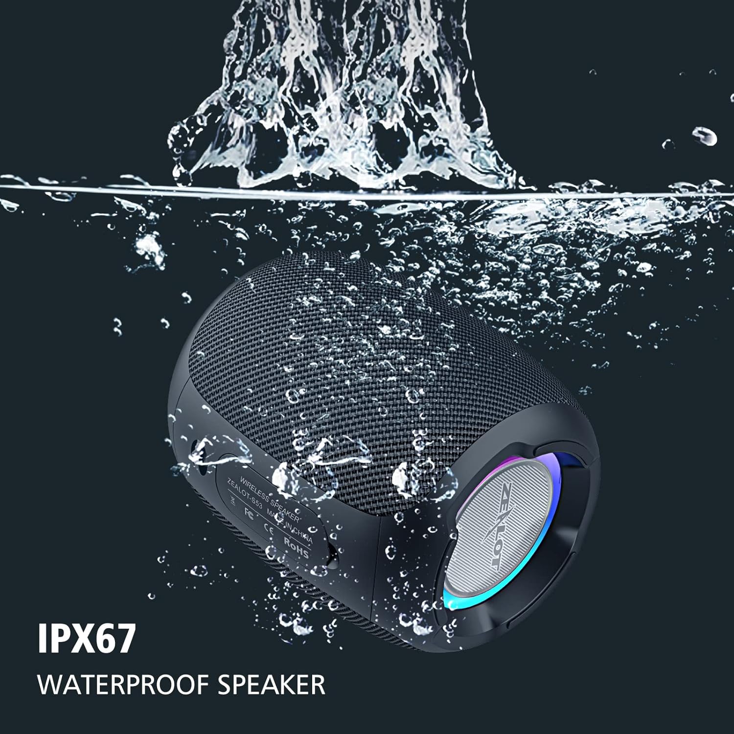 Portable Waterproof Wireless Bluetooth Speaker with LED Light