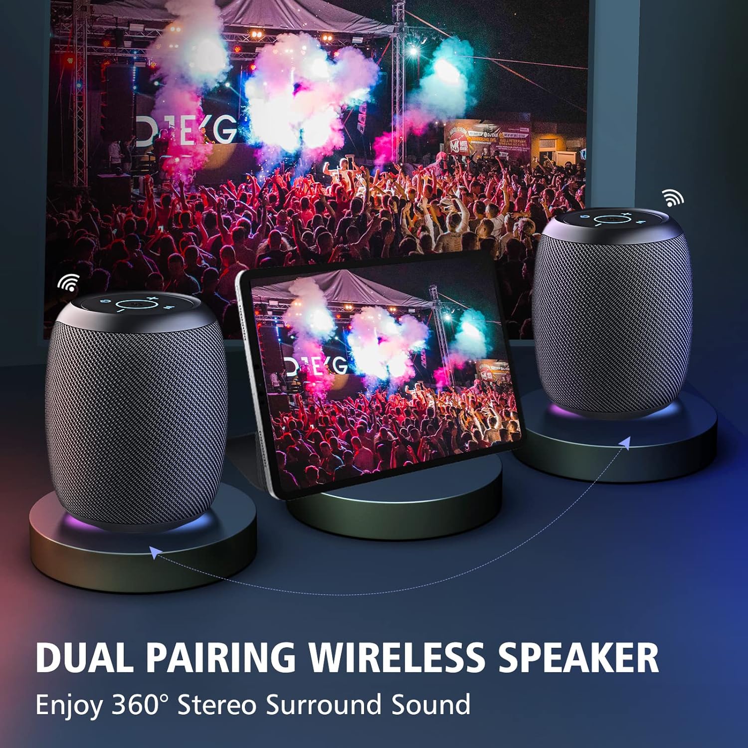 Portable Waterproof Wireless Bluetooth Speaker with LED Light