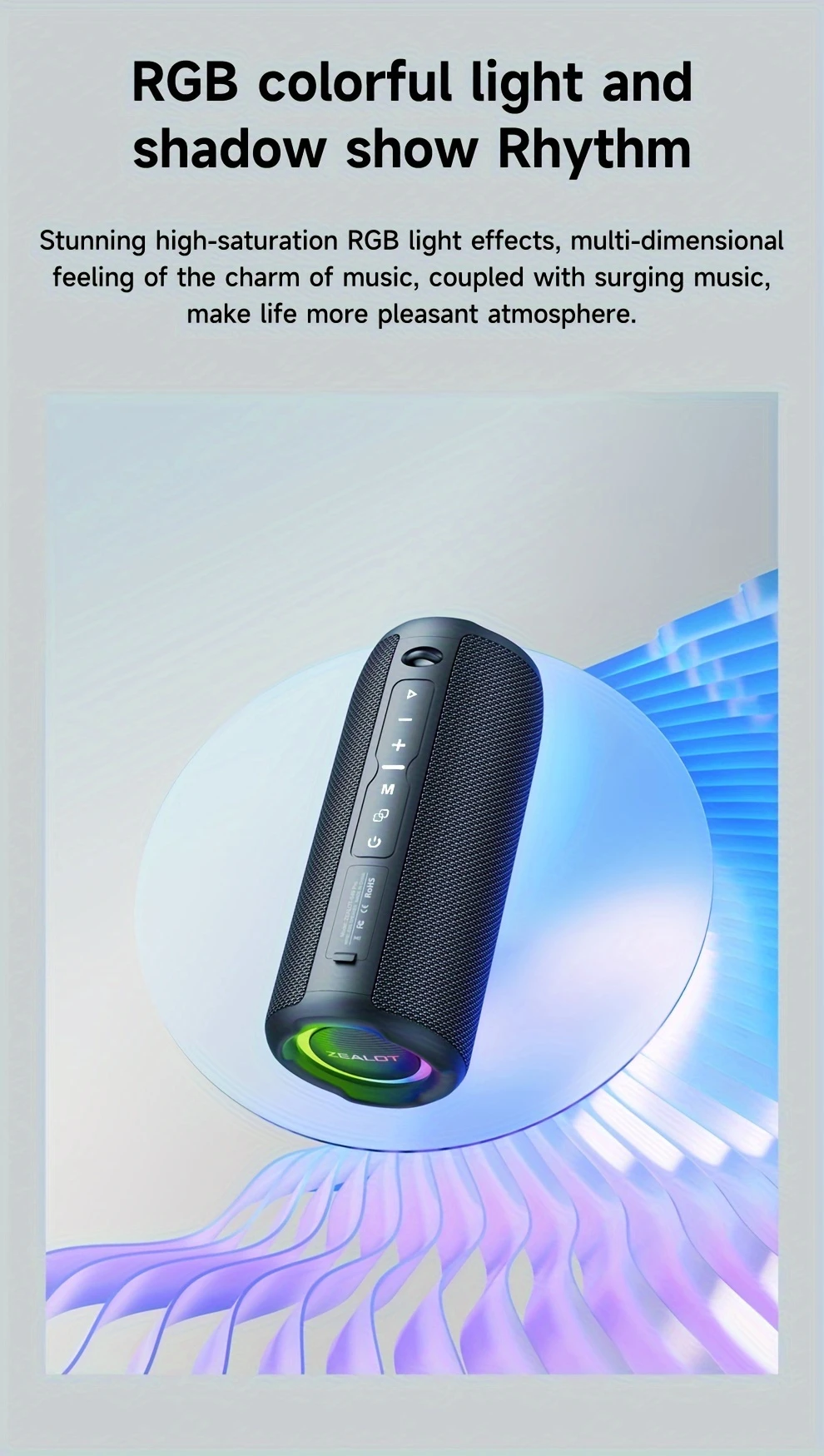   s49pro 20w portable wireless speaker dual speakers bass boost   audio 3000mah long   rgb lights   8 hour playtime   for smartphones tablets tvs usb c charging ipx5 no charging adapters supports sd card usb aux for indoor party beach music stage use details 4