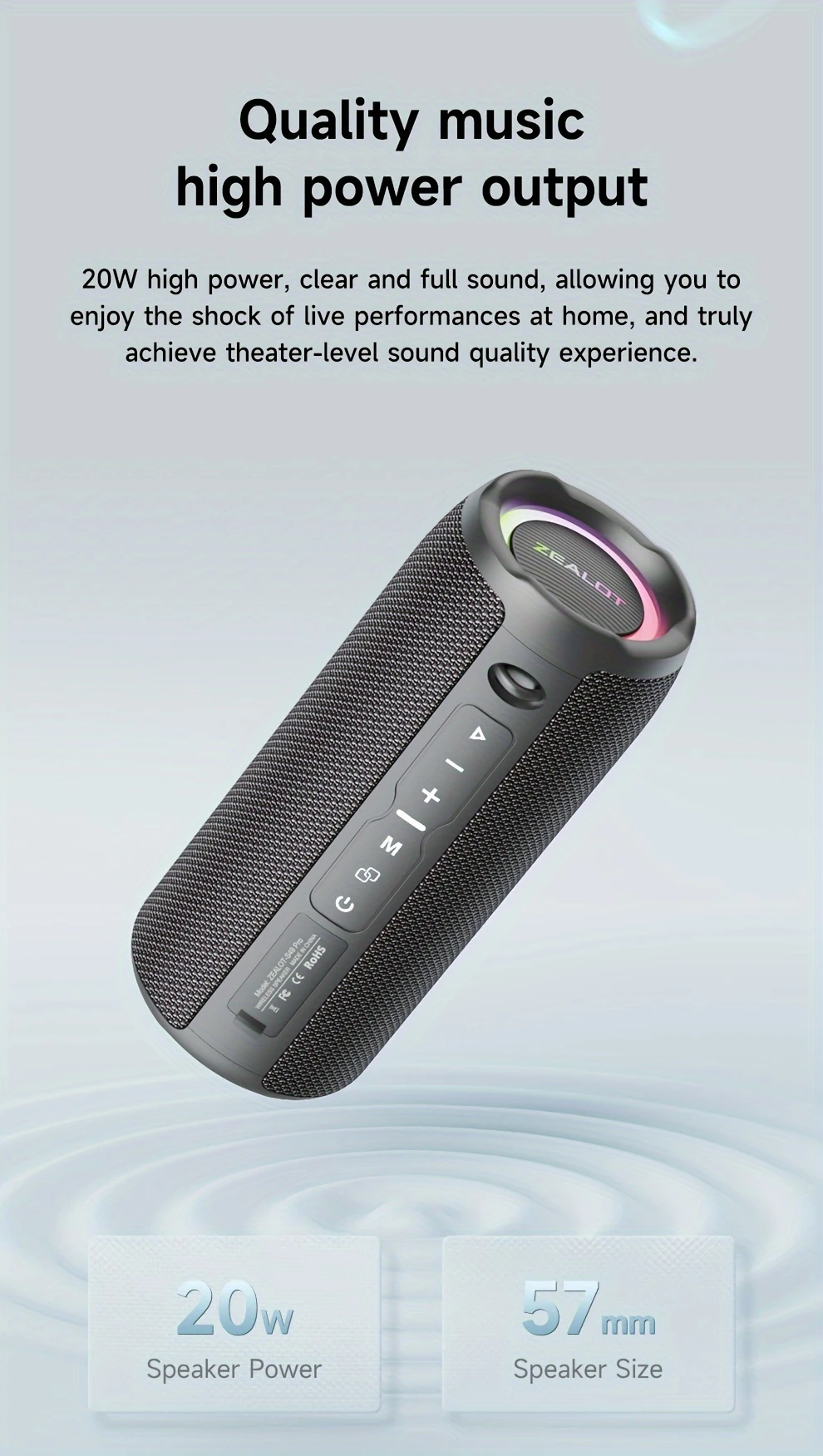   s49pro 20w portable wireless speaker dual speakers bass boost   audio 3000mah long   rgb lights   8 hour playtime   for smartphones tablets tvs usb c charging ipx5 no charging adapters supports sd card usb aux for indoor party beach music stage use details 2