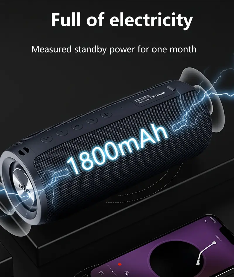   s51 10w portable wireless speaker with dual pairing 10h playtime   bass 1800mah battery usb c charging aux cable   for phone tablet tv details 7
