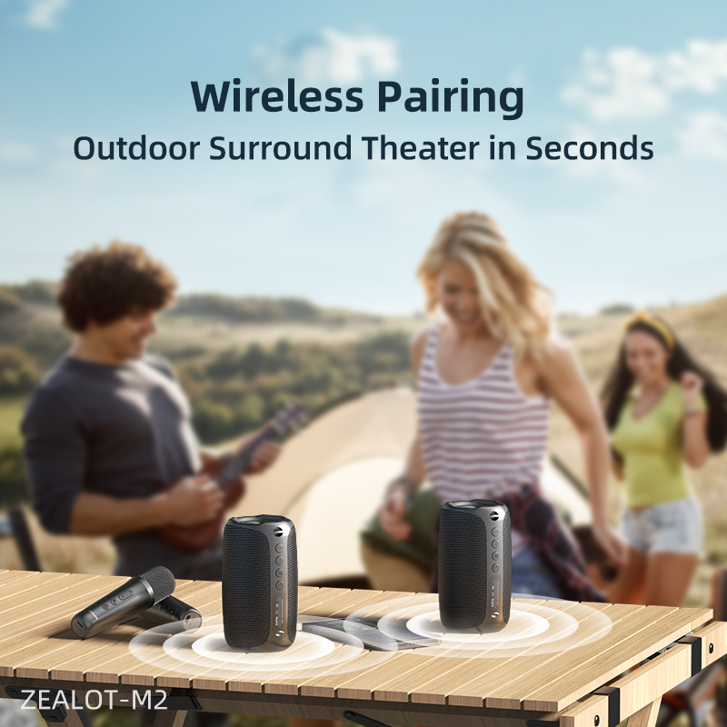 High Performance Portable Outdoor Subwoofer Bluetooth Speaker With wheat