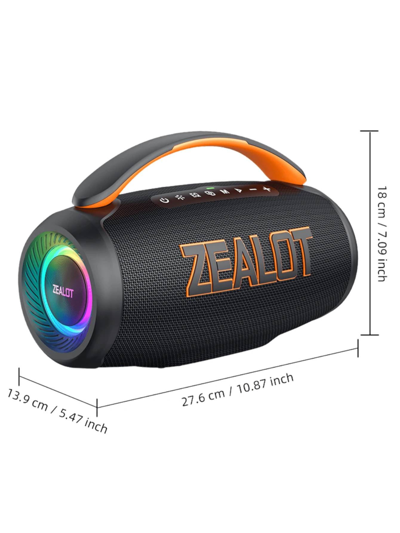 Portable wireless speaker with deep bass and 3D surround sound