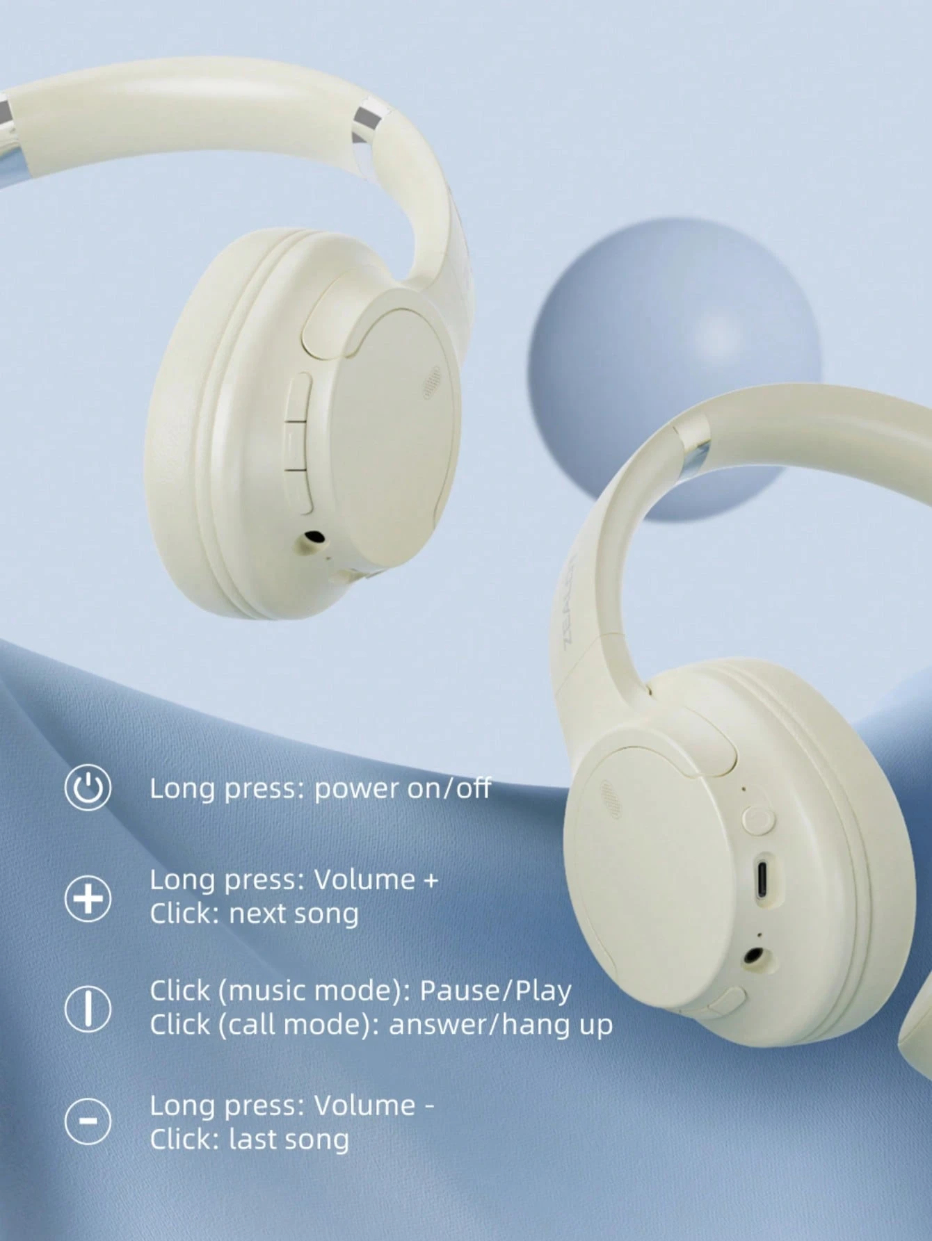 Wireless headphones, full coverage, high-fidelity stereo