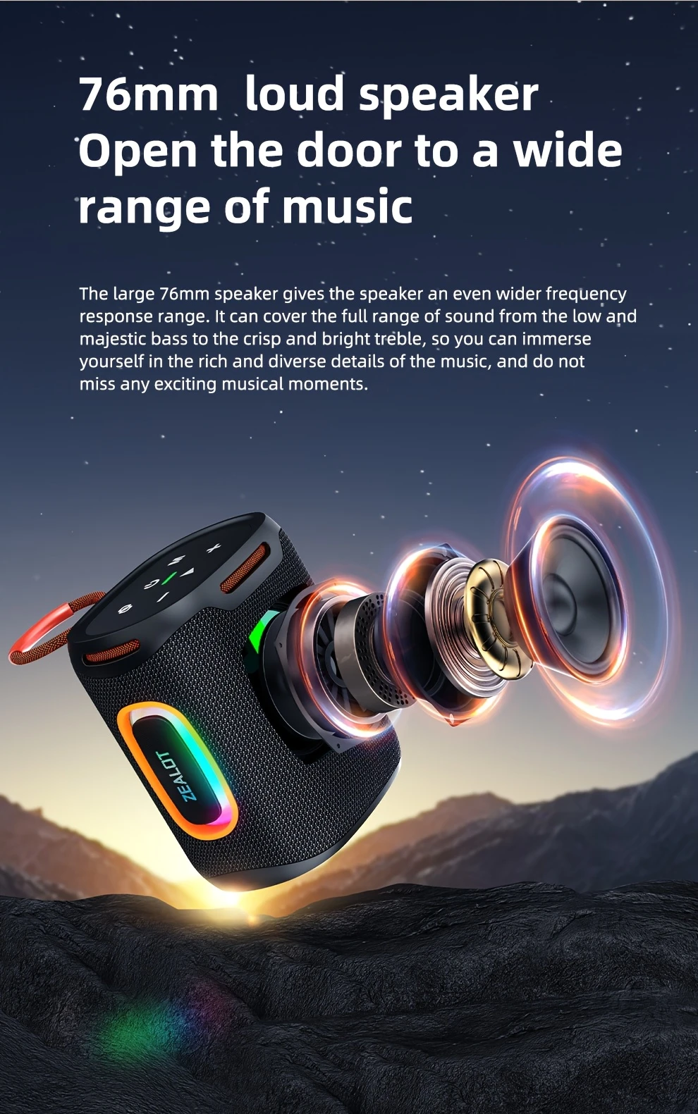   s122 25w portable wireless speaker ipx5 6000mah long   with rgb lighting 8 hour playtime tws hands free calling usb aux smartphone tablet tv support ideal for outdoor car party home theater details 1