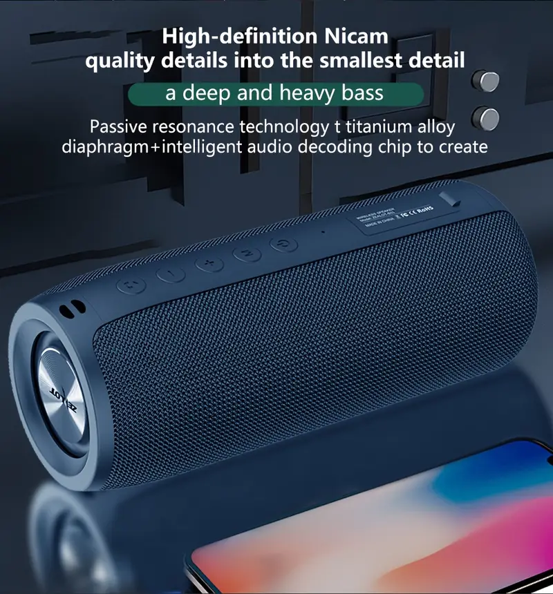   s51 10w portable wireless speaker with dual pairing 10h playtime   bass 1800mah battery usb c charging aux cable   for phone tablet tv details 2