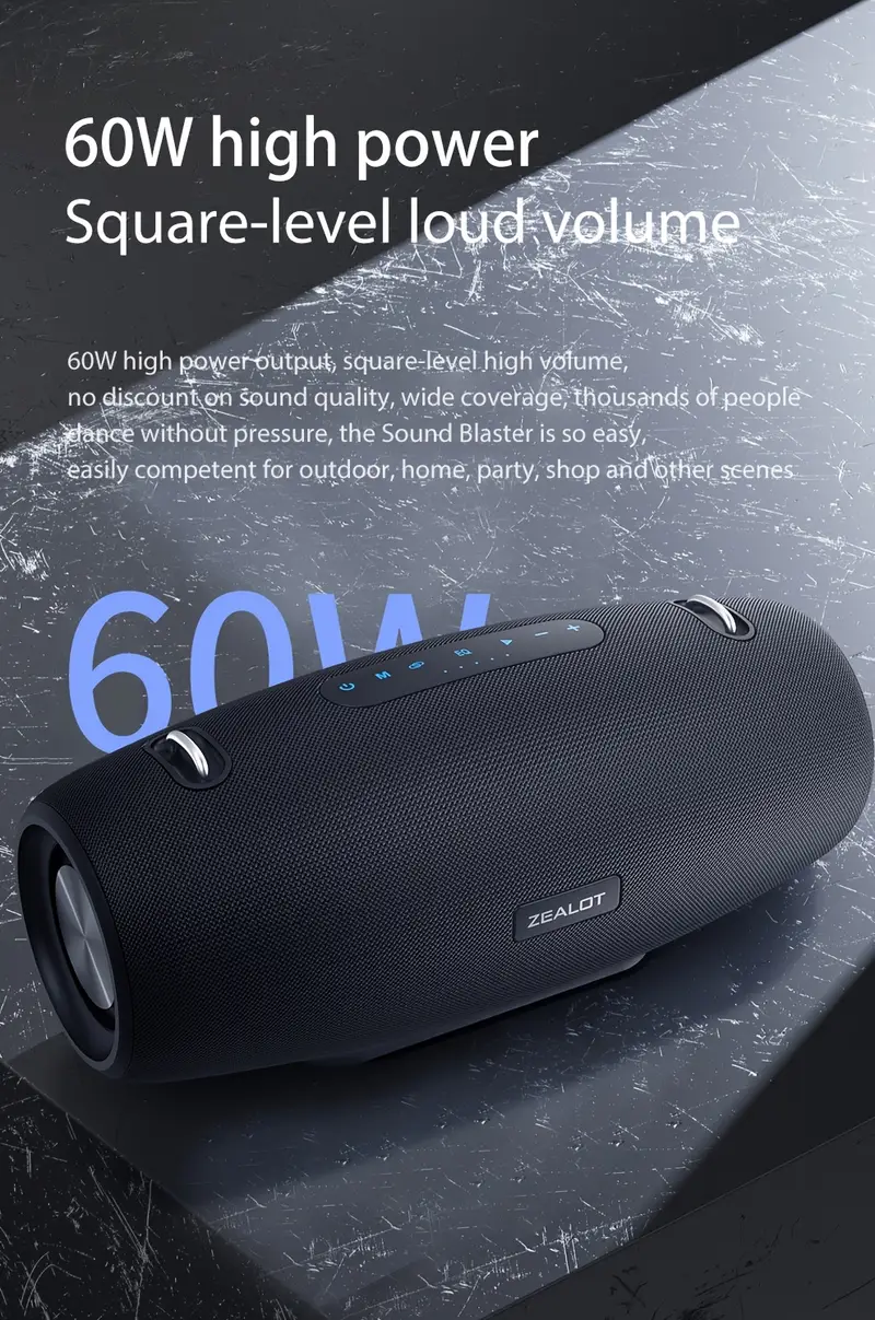   wireless   speakers with shoulder strap 60w dual pairing long   36 hour playtime high quality     smartphones tablets outdoor camping party details 2