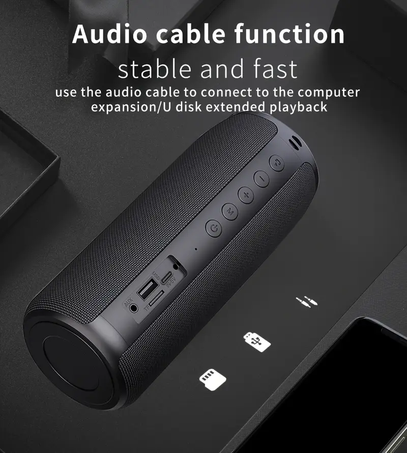   s51 10w portable wireless speaker with dual pairing 10h playtime   bass 1800mah battery usb c charging aux cable   for phone tablet tv details 12
