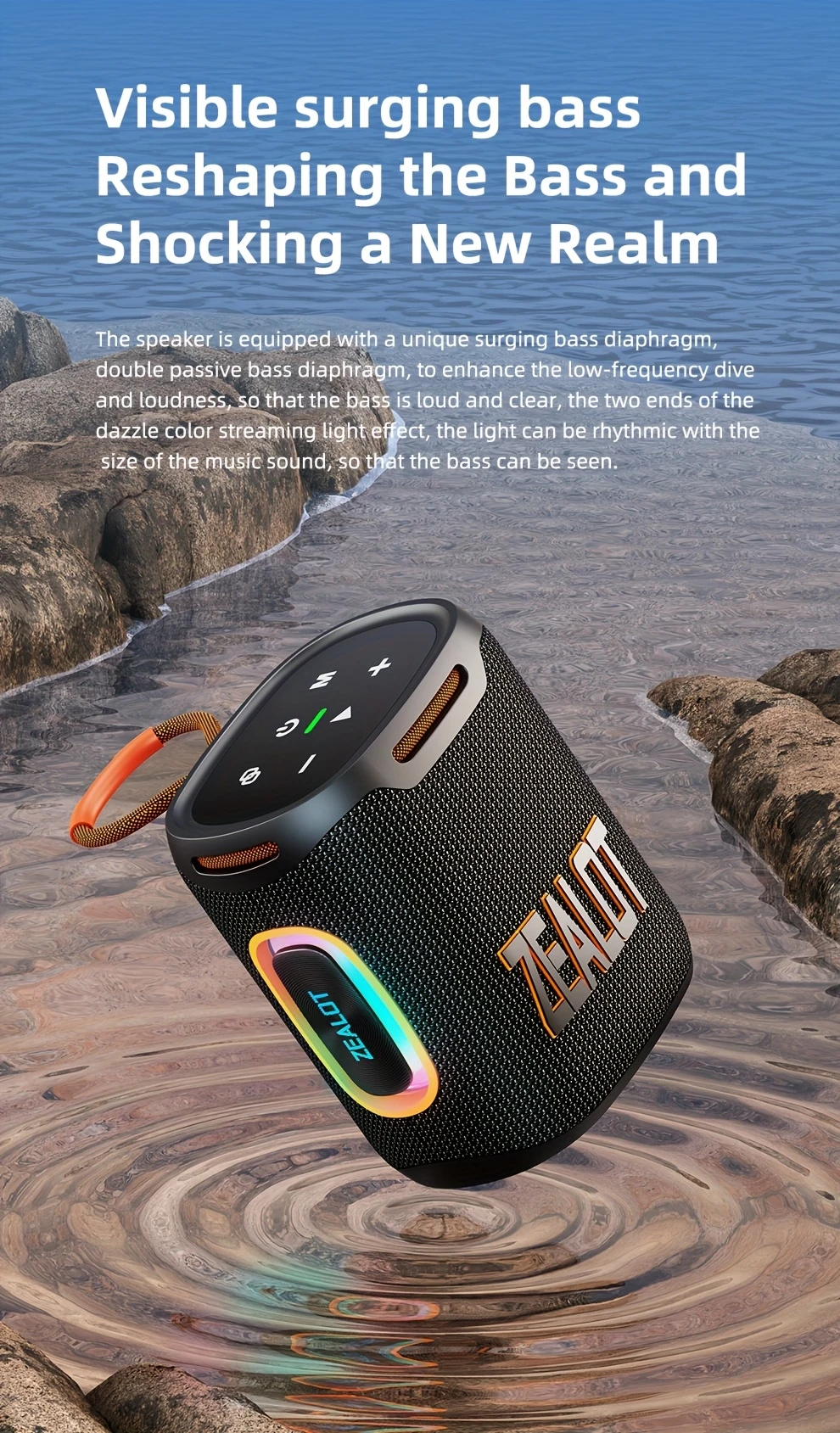   s122 25w portable wireless speaker ipx5 6000mah long   with rgb lighting 8 hour playtime tws hands free calling usb aux smartphone tablet tv support ideal for outdoor car party home theater details 3
