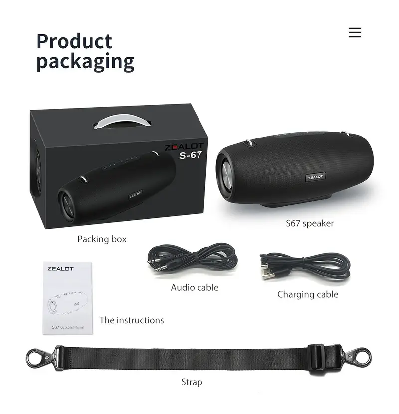   wireless   speakers with shoulder strap 60w dual pairing long   36 hour playtime high quality     smartphones tablets outdoor camping party details 13