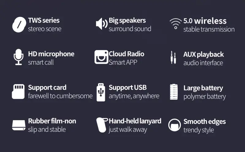   s51 10w portable wireless speaker with dual pairing 10h playtime   bass 1800mah battery usb c charging aux cable   for phone tablet tv details 1