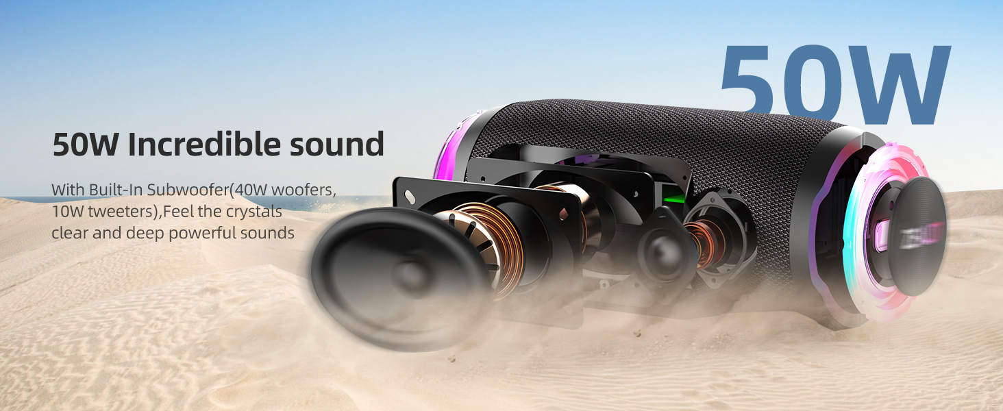 70W Peak(50W ) Loud Party Bluetooth Speaker