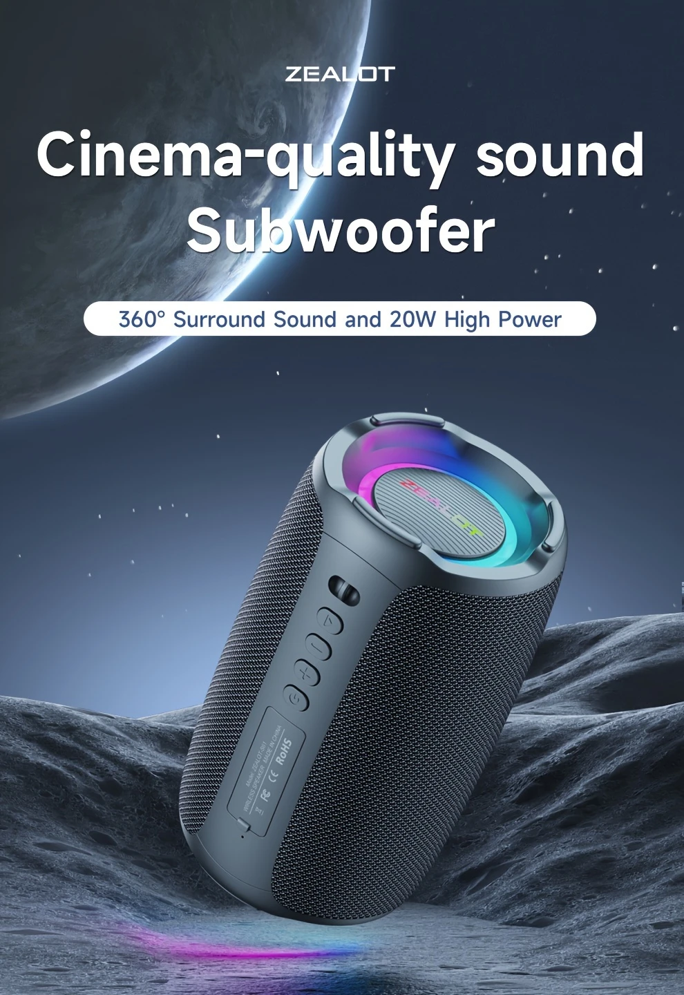   s61 20w high power wireless speaker with built in 3600mah battery and rgb lighting compatible with memory card usb stick aux tws stereo bass subwoofer hands free calling support connection of mobile phone tablet tv computer suitable for car indoor   riding details 0