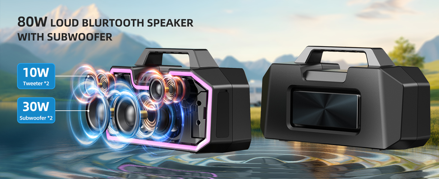 80W Peak Wireless Bluetooth Speaker with Subwoofer