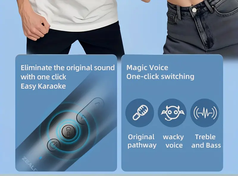   s32 wireless speaker with dual karaoke microphones 5  mnidirectional sound 1800mah battery 12 hours playtime tws dual pairing   bass for parties and entertainment karaoke microphone modern speaker design compact size details 5
