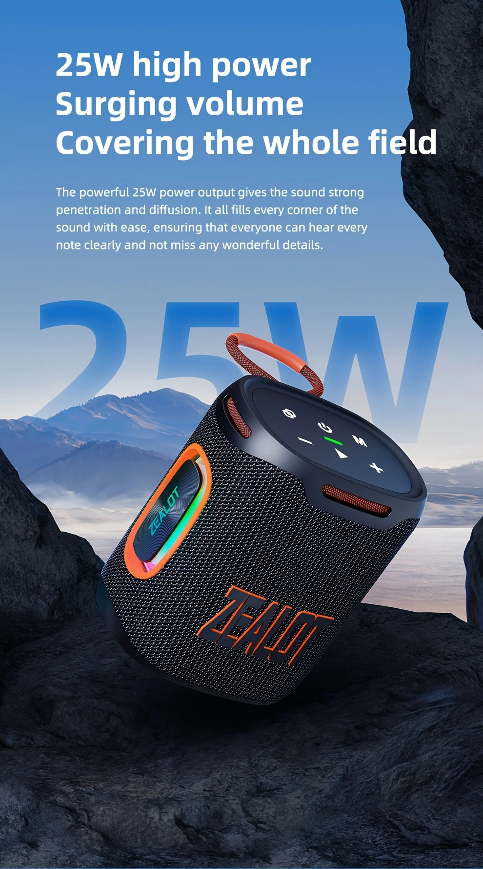  s122 25w portable wireless speaker ipx5 6000mah long   with rgb lighting 8 hour playtime tws hands free calling usb aux smartphone tablet tv support ideal for outdoor car party home theater details 2