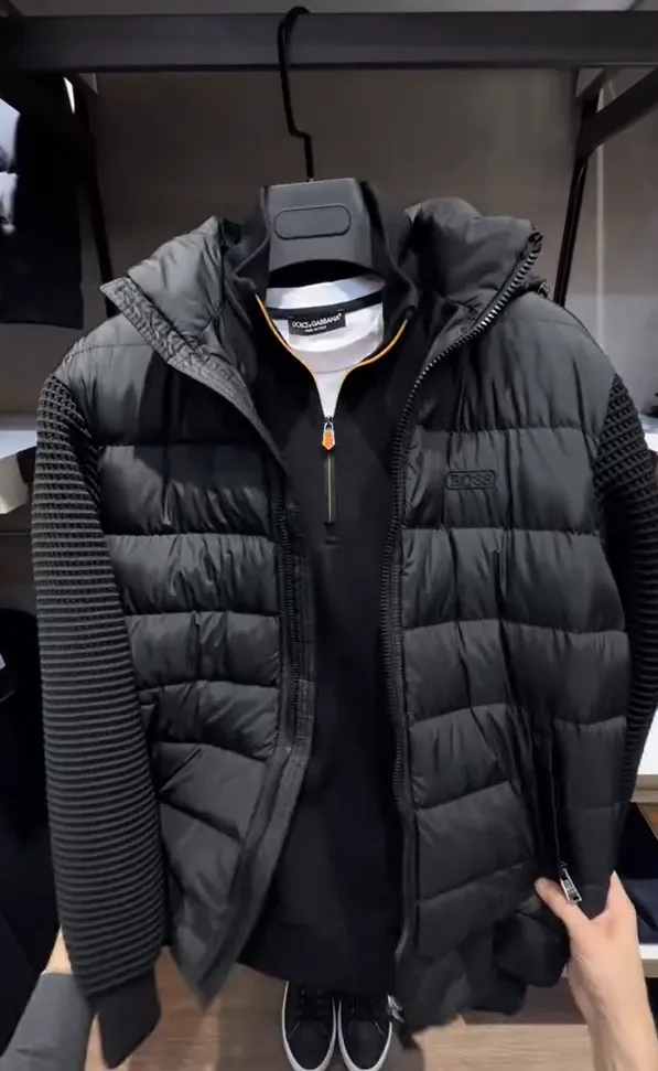 🎉Hot Sale❄️Classic knit patchwork thick down jacket