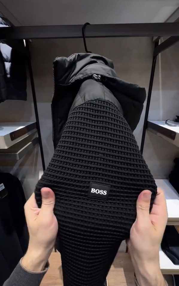 🎉Hot Sale❄️Classic knit patchwork thick down jacket