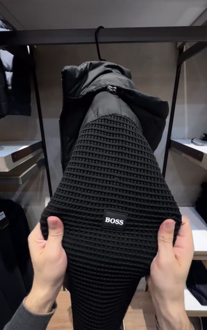 🎉Hot Sale❄️Classic knit patchwork thick down jacket