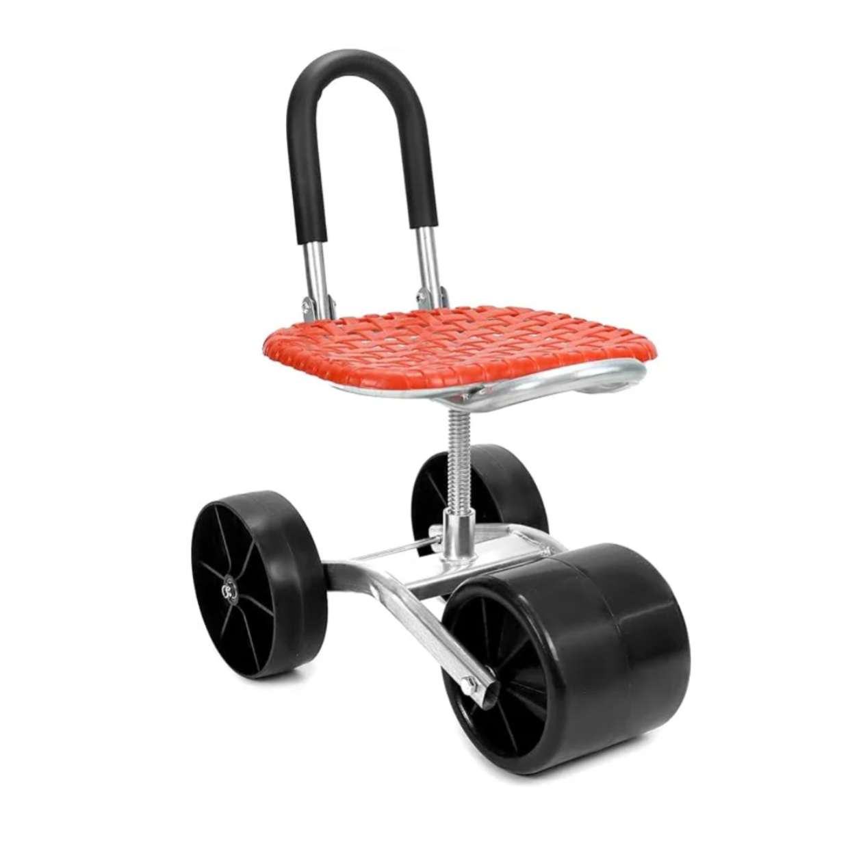  gartenhocker mit Rollen, Rollsitz für Gartenarbeit, 360 ° Drehbarer, Rot, Höhenverstellbar, für Haushalt und Garten