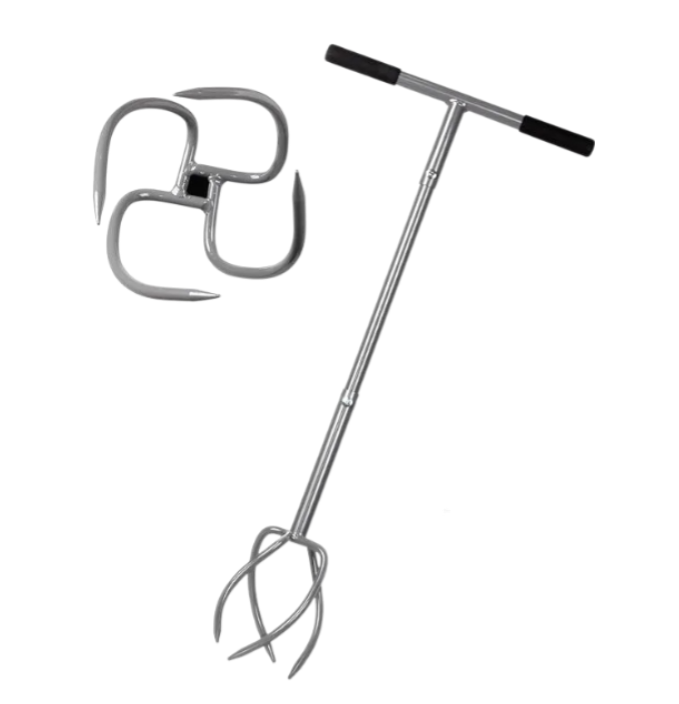  Gartenkralle mit 4 Zinken Kultivator Erdkralle und Handgriff Gardenclaw Twist Tiller Vertikutierer und Unkrautentferner in einem Gerät höhenverstellbar Gartenfräse für Gartenbeet