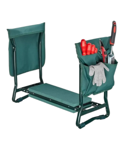 Relaxdays, grün Kniebank, weiches Kniekissen, 2 Taschen, klappbar, Kniehilfe Gartenarbeit, bis 150 kg, HBT 50x60x27,5cm, EVA, Gartenbank