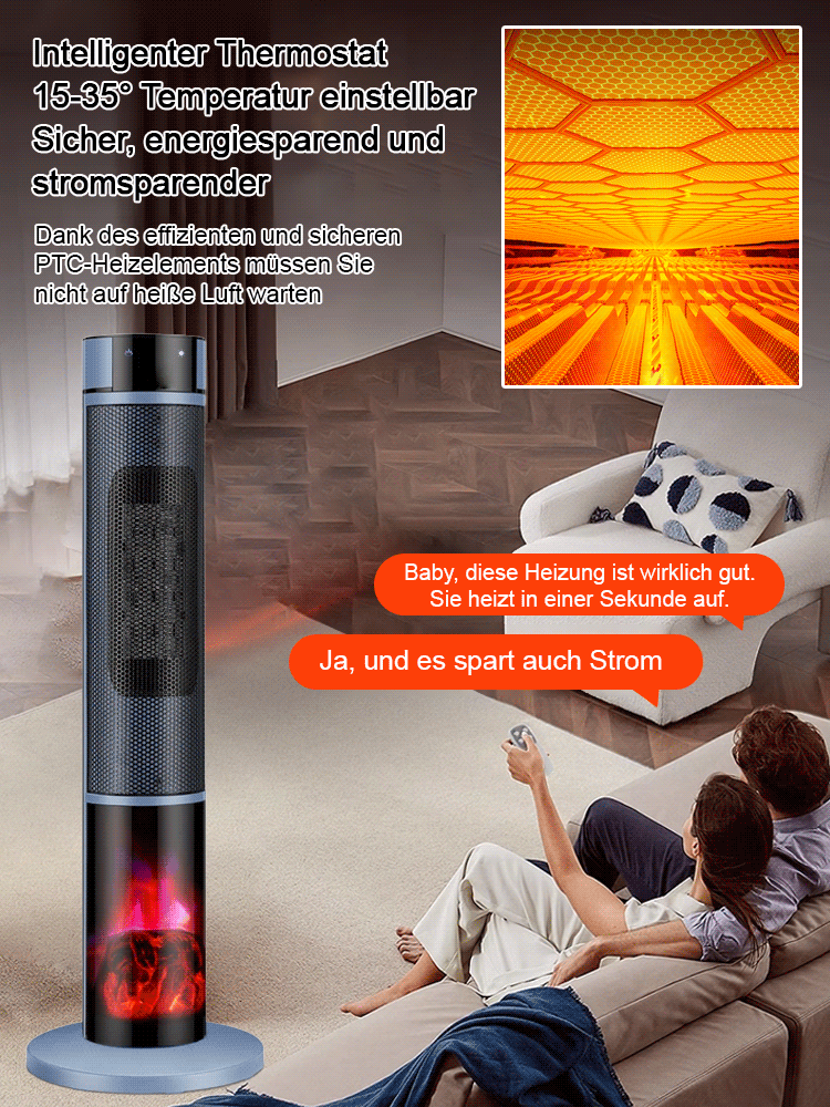 【 Nur 1 kWh in sieben Tagen⚡】 Dreistufig einstellbare, großflächige 3D-Flammen-Raumheizung🔥