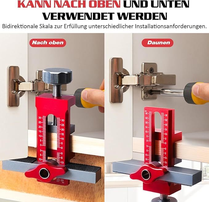 Einstellbarer Schrank Tür Installation Positioner, Topfband bohrschablone tür Mount Locator einstellbarer Länge, Cabinet Door Hardware Mounting Jig Positioning Tool den meisten Schranktüren (rot)