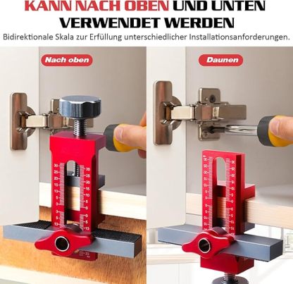 Einstellbarer Schrank Tür Installation Positioner, Topfband bohrschablone tür Mount Locator einstellbarer Länge, Cabinet Door Hardware Mounting Jig Positioning Tool den meisten Schranktüren (rot)