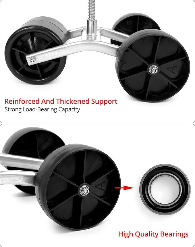  gartenhocker mit Rollen, Rollsitz für Gartenarbeit, 360 ° Drehbarer, Rot, Höhenverstellbar, für Haushalt und Garten